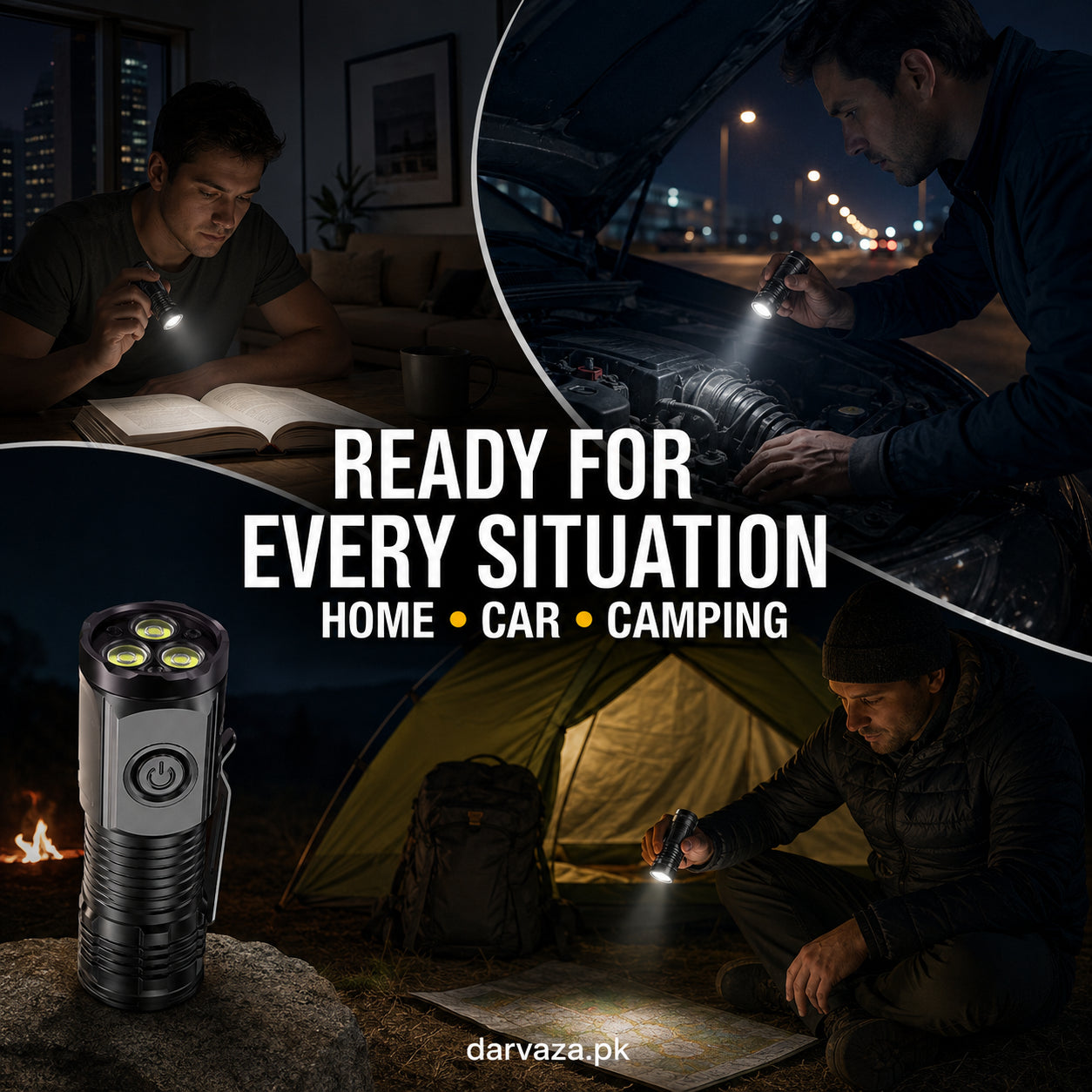 Three-Eyed Monster Ultra-Bright Mini Flashlight Rechargeable Torch