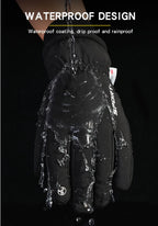 Winter outdoor warm plush windproof waterproof and anti slip touch screen cycling gloves